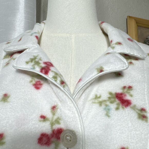 Lauren Ralph Lauren Floral Pajama Top Polar Flece Collared button up Size XL - Picture 4 of 14